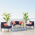 thumbnail image 2 of Modway Shore Sunbrella 4-piece Fabric Outdoor Patio Set in Silver/Navy, 2 of 11