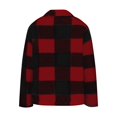 thumbnail image 5 of Women's Plaid Fleece Jacket with Pockets and Button-down Fleece Coat Wine M, 5 of 6
