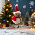 thumbnail image 4 of FastXmas Christmas White Small Birds Hanging Ornaments,3.9 x 4.3 Inch Cute Birds with Red Scraf, Christmas Tree Velvet Birds with Santa Hat for Christmas Tree,Office,Desk,Tabletop Decorations, 4 of 5