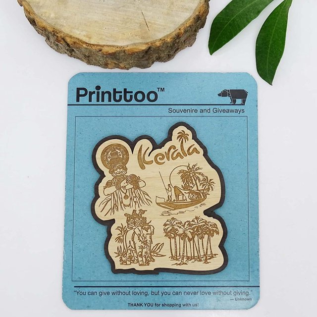 Printtoo Souvenir en Bois Kerla State Aimant de Réfrigérateur Gravé Cadeau Objets de Collection