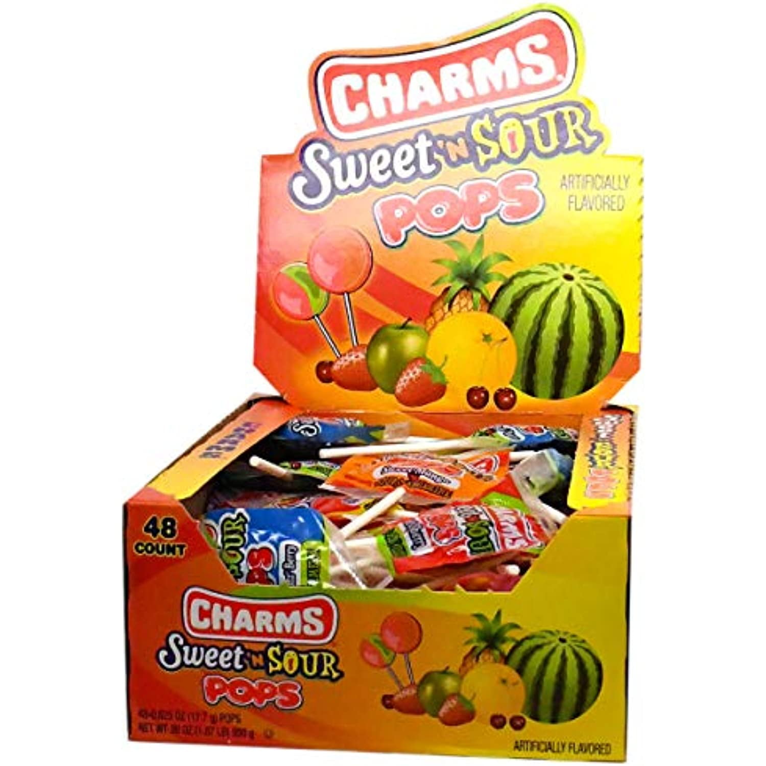 Charms Sweet And Sour Pops, In 5 Assorted Sweet/Sour Flavors, 48Count