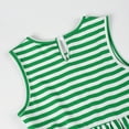 thumbnail image 3 of HILEELANG Little Girls Sleeveless Crew Neck Green Strip Dress Easter Summer Cotton Swing Sundress 10Years, 3 of 4