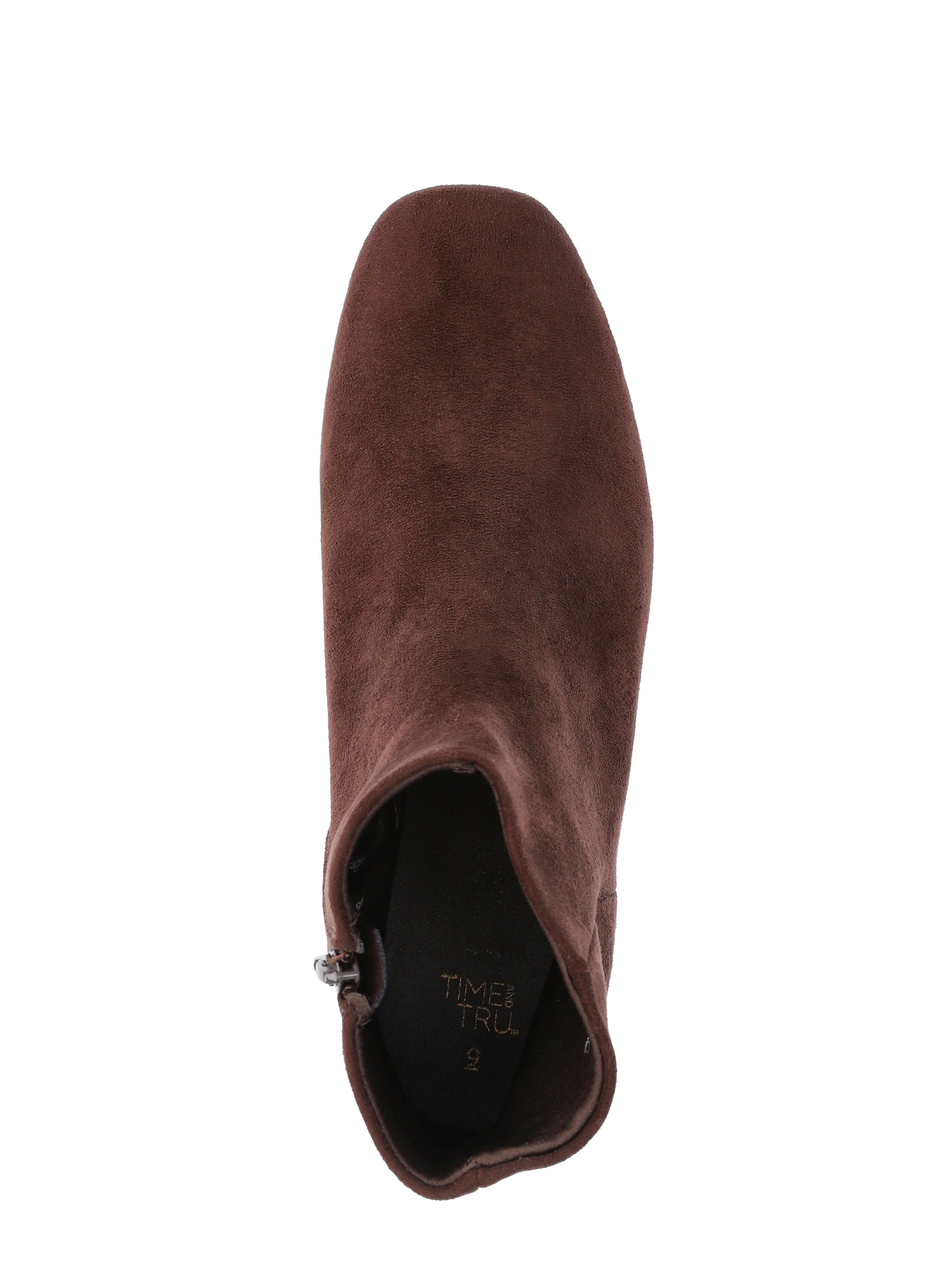 Time and Tru Women's Faux Suede Ankle Boots, Wide Width Available
