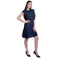 thumbnail image 3 of Moomaya Womens Ruffle Sleeve A,Line Schiffli Dress Solid Designer Party Dress, 3 of 7
