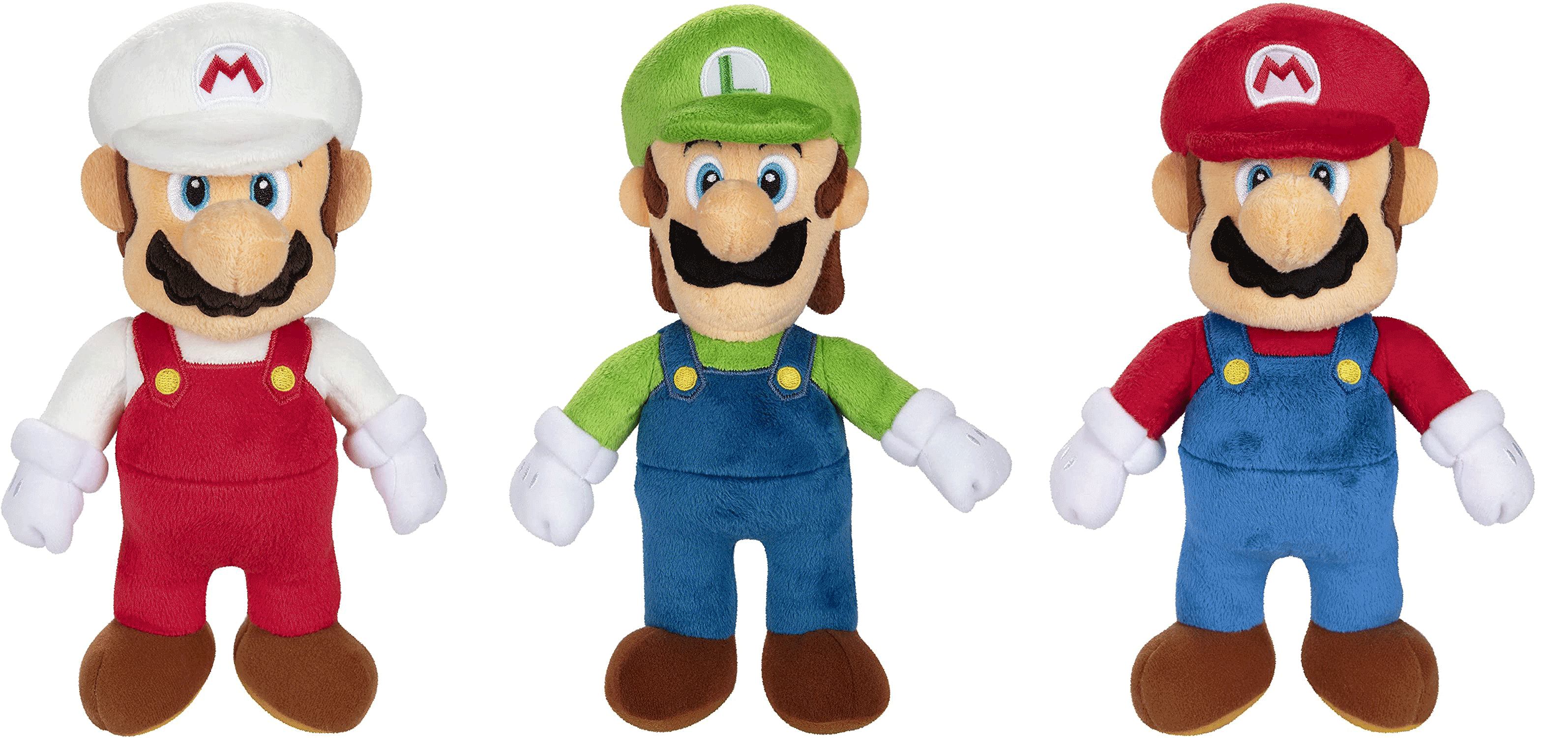 Super Mario Plush Collectible Toy 3-Pack Mario, Luigi and Fire Mario