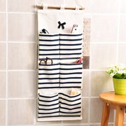 Walbest Linen Cotton Fabric Hanging Organizer 6/8 Pockets Wall Door Hanging Storage Bag Home Organizer