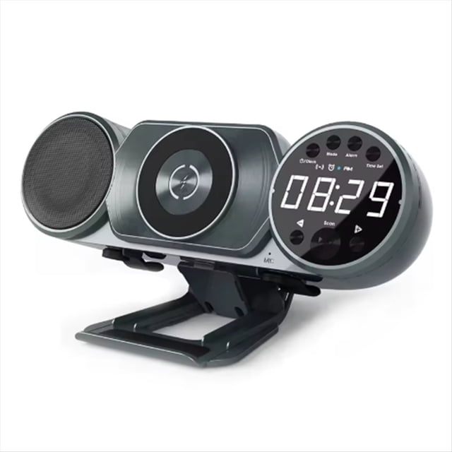 Altavoz Bluetooth de Carga Inalámbrica, Radio FM, TF, AUX, USB, Despertador Manos , Decoración, Luz Ambiental, Caja de Sonido
