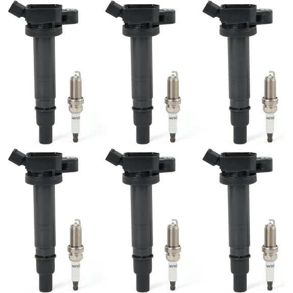 POLARPRA 6PCS UF495 Ignition Coils& 6176 Double Iridium Spark Plugs Compatible with To-yota 4-Runner FJ C-ruiser Ta-coma Tun-dra 4.0L V6 Replaces# 90919-02248, 5C1419, C1426, 90919-A2001