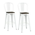 thumbnail image 3 of DHP Luxor 24" Metal Counter Height Bar Stool with Wood Seat, White, Set of 2, 3 of 7
