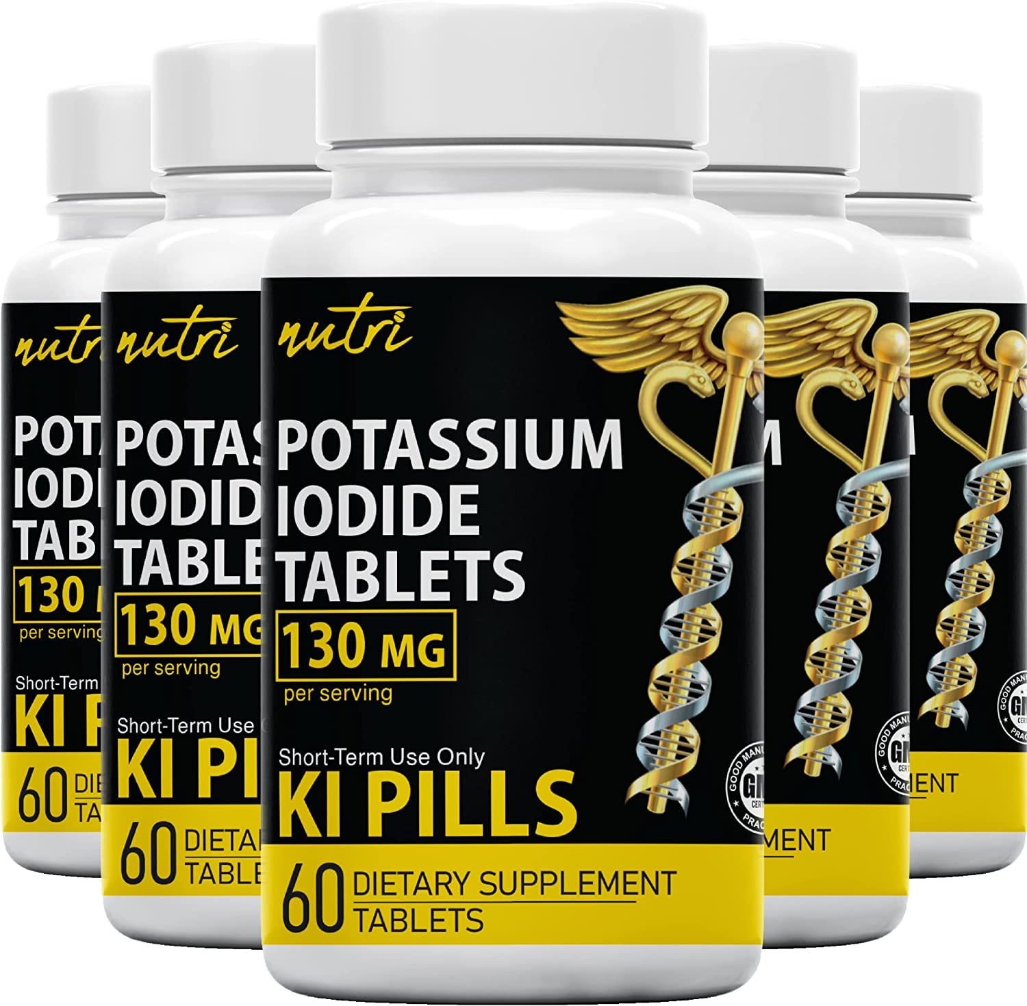 (5 Pack) Potassium Iodide Tablets 130 mg (300 Tablets) EXP 05/2032