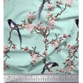 thumbnail image 2 of Soimoi Green Cotton Duck Fabric Floral & Paradise Whydah Bird Printed Craft Fabric by the Yard 44 Inch Wide, 2 of 3