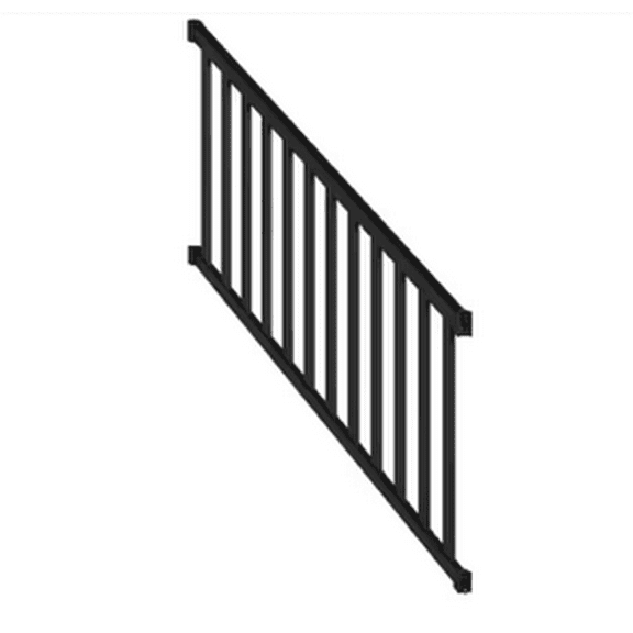 Peak Aluminum Railing 6ft. Deck Railing Stair kit with Wide Pickets Matte Black for 36in High System