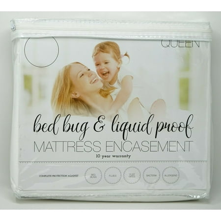 Bed Bug & Liquid Proof Waterproof Mattress Protector Encasement - QUEEN - White