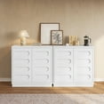 thumbnail image 4 of Kitchen Storage Cabinet with 2 Doors and Adjustable Shelves, Sideboard Buffet Cabinet with Storage, Curved Design Dresser/Coffee Bar for Kitchen Hallway Living Room, White, 4 of 9