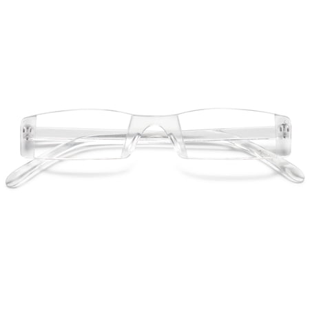MAGIMODAC Transparent Rimless Reading Glasses Men Women Stylish Narrow Readers (1 Pcs Reading glasses, +3.5)