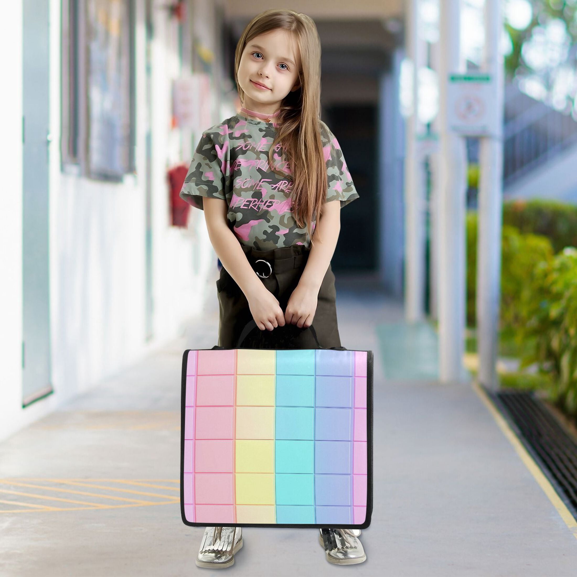 ALAZA Zipper Binder Checkered Plaid-a6 3 Ring Trapper Keeper File Folder Organizer Bag