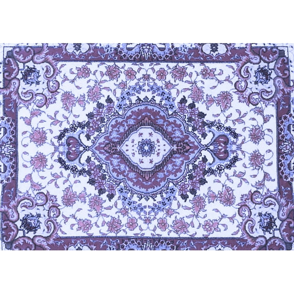 Ahgly Company Machine Washable Indoor Rectangle Persian Blue Traditional Area Rugs, 6' x 9'