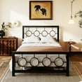 thumbnail image 3 of Amolife Full Size Bed Frame, Heavy Duty Metal Platform Bed with Vintage Circular Headboard & Footboard, Black, 3 of 10