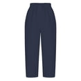 thumbnail image 4 of hoksml Women's High Waist Drawstring Pants, Casual Cotton Trousers with Pockets and Side Cutout Detail, 4 of 6