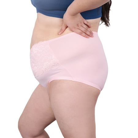 

Women s 5XL Plus Size Solid Lace High Waist Brief Soft Breathable Panty