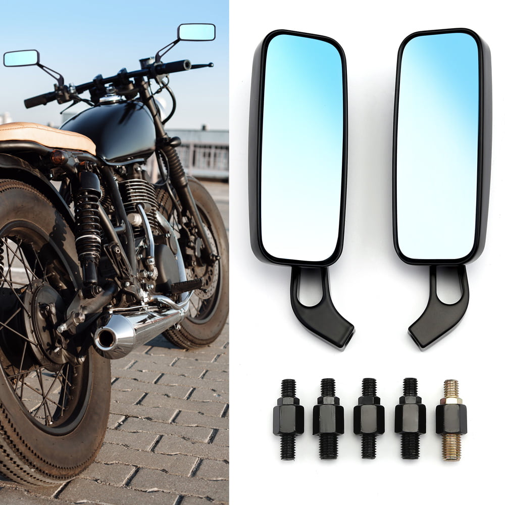Motorcycle Flame Stem Black Rearview Side Mirrors For Harley Bobber Chopper Dyna 