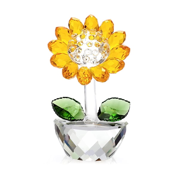 Figura de girasol de cristal OwnMy, coleccionable con caja de regalo