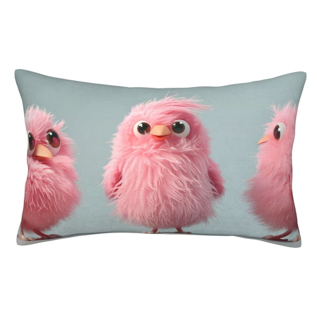 Balery Adorable Pink Fluffy Birds Funda de Cojín Estampada, Regalos para Mujeres, Regalos de Amor para Ella, Regalos para Novia o Esposa, Funda de Almohada-14"x20"