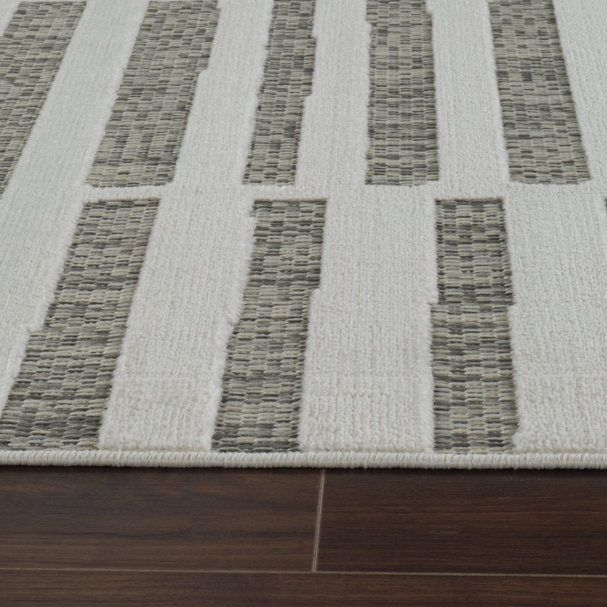 Tapis d'interieur exterieur abstrait Rug Branch Maise, beige creme, moderne - Entree, couloir