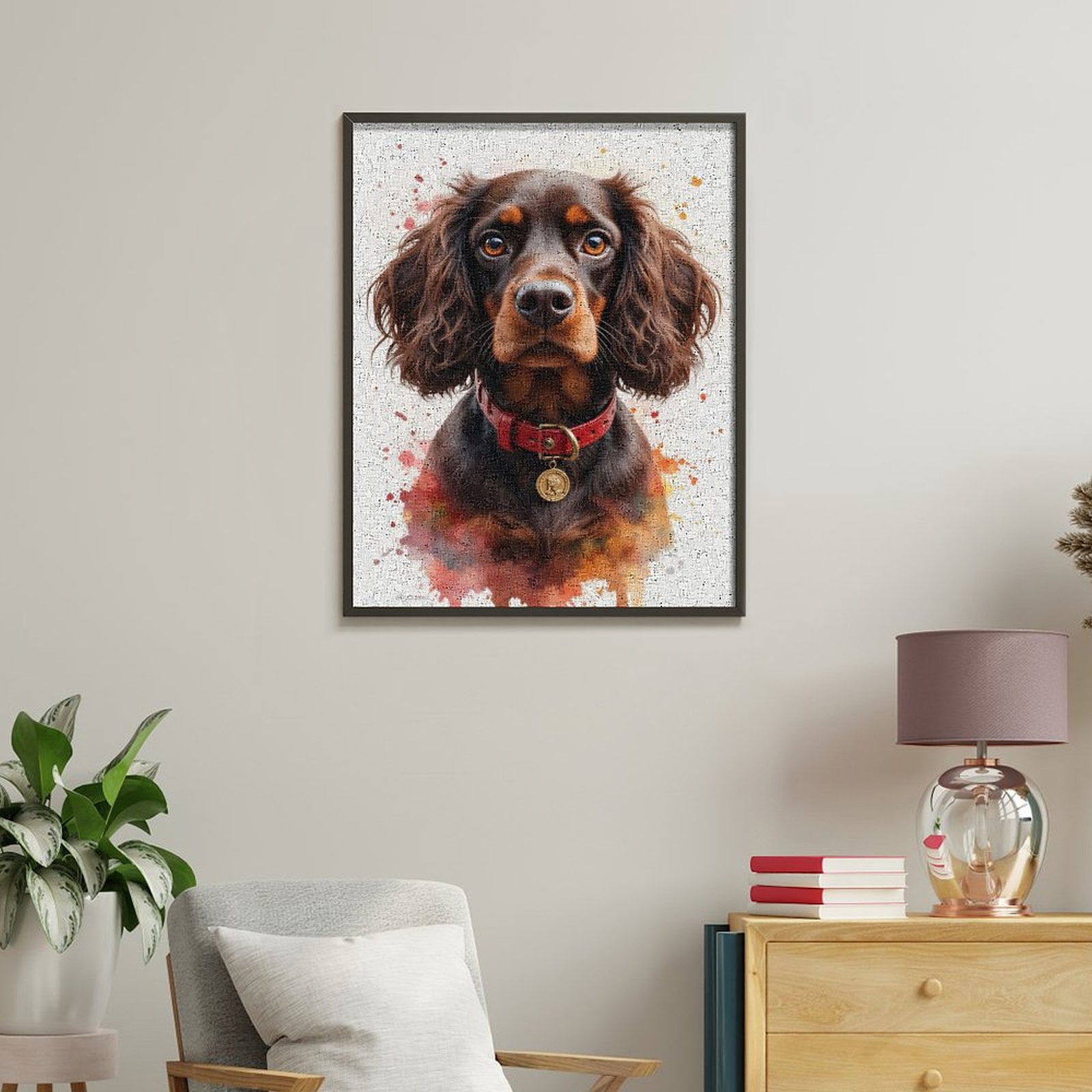 Paint By Numbers Kit for Adults Beginner - DIY Brown Dog Portrait Splatter Art Canvas Painting Kits for Adults, Frameless Paint By Number for Adults for Home Wall Decor 16x20 Inch