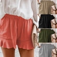 thumbnail image 2 of Fusipu Women Short Pants Ruffle Hem All Match Pleated Pure Color Loose Shorts Daily Wear, 2 of 8