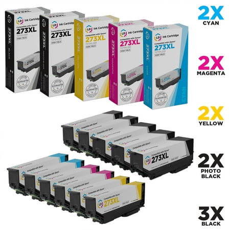 LD Remanufactured Replacement for Epson 273XL High Yield Ink Cartridges: 3 Black, 2 Photo Black, 2 Cyan, 2 Magenta, 2 Yellow for Expression XP-520, XP-600, XP-610, XP-620, XP-800, XP-810, (Epson Xp 610 Best Price)