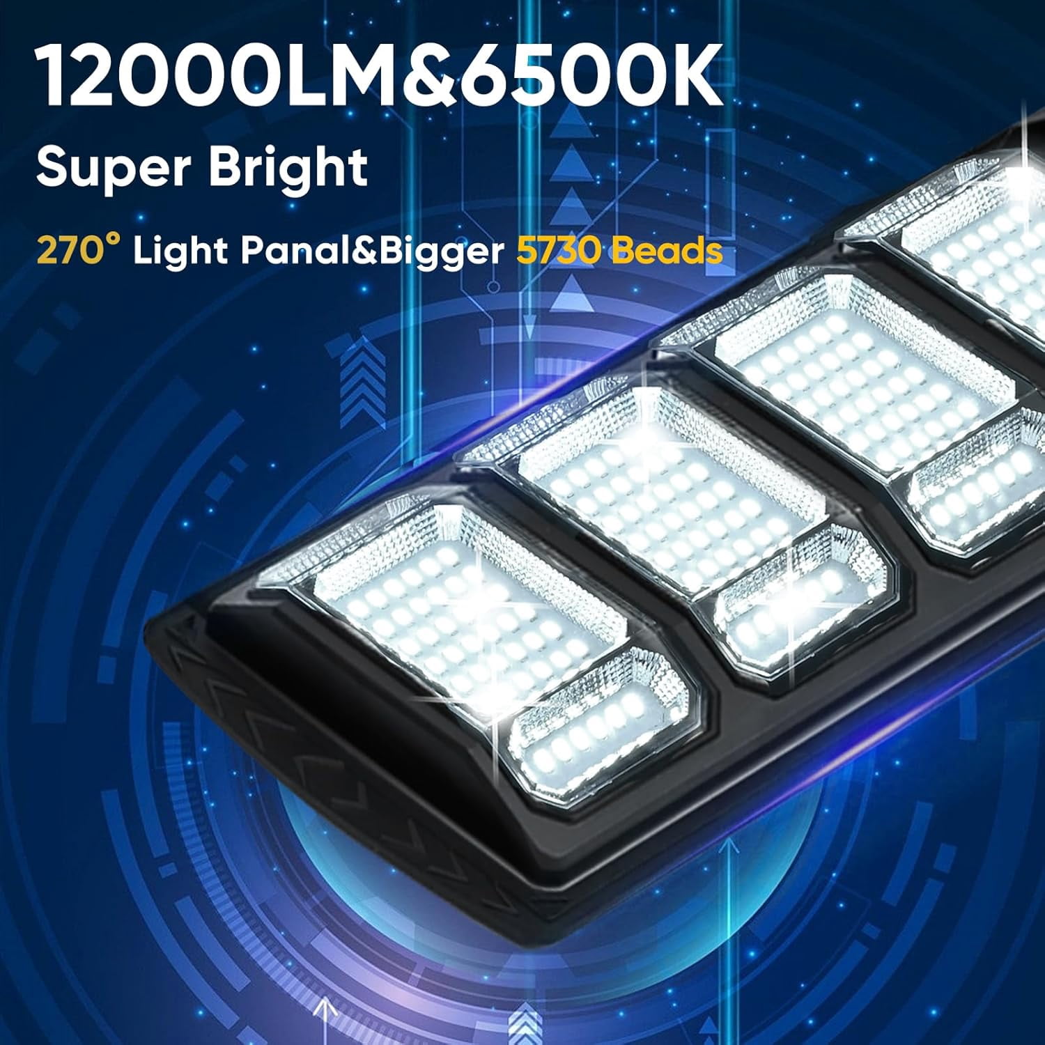 GMOX 6500K Solar Street Light Outdoor 2Pack IP65 Waterfroof 240PCS 5730LEDs, Motion Sensor with Remote Control for Parking lot, Yard,Street