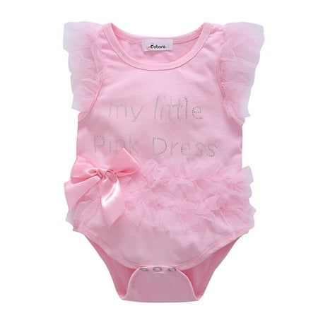

Newway 0-12M Baby Rompers Girl Clothes Lace Short Sleeve Letter Newborn Photography Props Dress Infant Jumpsuits Cotton