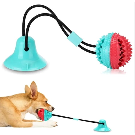 Interactive Dog Toys Tug of War Mentally Stimulating Toys for Dogs Puppy Teething Toys for Boredom to Keep Them Busy Dog Puzzle Treat Food Dispensing Ball Toy for Small Medium Dogs(Red+Turquoise)