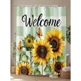thumbnail image 4 of Fsddascl Sunflower Shower Curtain Set - Long 72" x 84" Bathtub Curtain with 12 Hooks, Summer Botanical Floral Sage Green Plaid Welcome Waterproof Fabric Stall Shower Curtains for Bathroom/Bathtub, 4 of 6