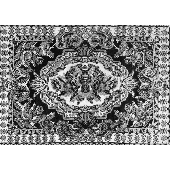 Ahgly Company Indoor Rectangle Medallion Gray French Area Rugs, 2' x 3'