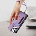 thumbnail image 5 of Back Case Compatible with iPhone 16 Pro Max, Adjustable Ring Holder PU Leather Card Slots Wrist Strap Support Magnetic Car Mount RFID Blocking Phone Case Cover for iPhone 16 Pro Max, Purple, 5 of 13