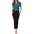 thumbnail image 2 of Blusa Casual de Cuello en V con Corte en la Parte Frontal y Mangas Cortadas INSPIRE CHIC para Mujeres Talla XS Color Azul Marino, 2 of 6