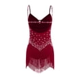 thumbnail image 4 of Jizyo Robe de Danse Salsa Latin pour Femmes Bretelles Spaghetti Robe de Danse Costume de Danse Salsa de Salon Bourgogne G, 4 of 6