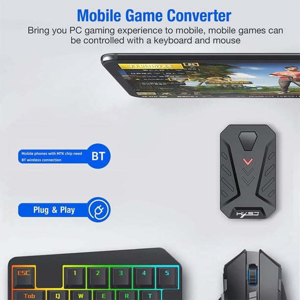 HXSJ P8 Convertidor de ratón con teclado con cable Adaptador de ratón de juego móvil para Android