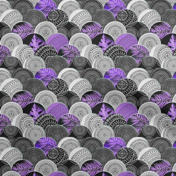 oneOone Velvet Purple Fabric Asian Mandala Craft Projects Decor Fabric Printed By The Yard 58 Inch Wide