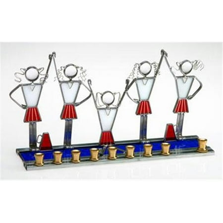 Judaica Kingdom SF-BB-CM-9824-6 Hanukkah Sports Menorahs - Cheerleader Menorah Male White & Teal