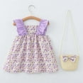 thumbnail image 4 of Girls Dresses Summer Sleeveless Floral Bow Cute Sweet Suspender Skirt Hat Baby Girl Dress Purple 18 Months-24 Months, 4 of 5