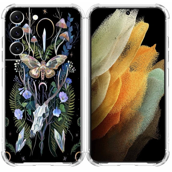Night Jungle Moth Case for Samsung Galaxy S22 Plus,Aesthetic Art Design Pattern Soft TPU Bumper Case Cover