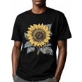 thumbnail image 6 of Watercolor Sunflower Men's T Shirts Yellow Floral T-Shirt for Men Crew Neck Tees Cotton Tops, Black, S, 6 of 7