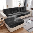 thumbnail image 2 of 2022 Universal Sofa Cover, Stretch Velvet Couch Cushion Slipcovers Replacement, Anti-Slip L-Shape Sofa Covers, Chaise Lounge Sofa Slipcover (Dark Grey, 2-Seater Cushion Cover), 2 of 23