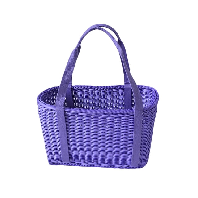 Cesta tejida con asas, cesta para aperitivos y pan, contenedores multifunción, cesta de almacenamiento de verduras para Picnic, Camping, cocina violeta l