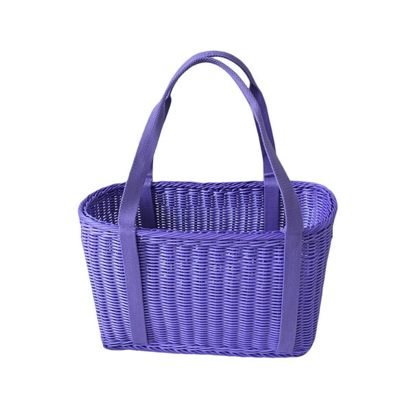 Cesta de ratán sintético, cesta tejida a mano, cesta de compra de gran capacidad, cesta de anidación violeta l