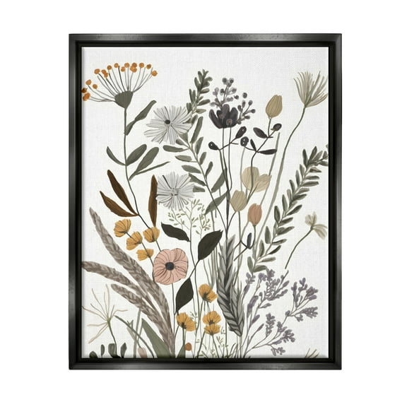 Stupell Industries Modern Woodland Herbs Botanical & Floral Painting Black Floater Framed Canvas Art Print Wall Art, 17 x 21