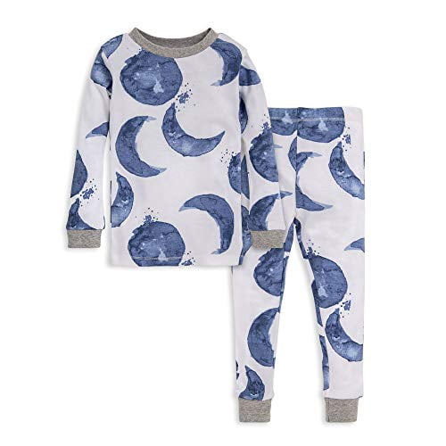 Burt s Bees Baby Baby Boy s Pajamas Tee and Pant 2 Piece PJ Set 100 Organic Cotton Indigo Hello Moon 6 Years Walmart
